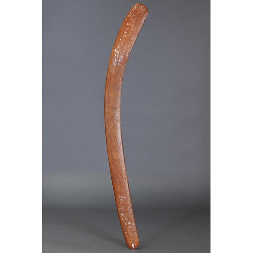 1233 - PAINTED CEREMONIAL BOOMERANG, CENTRAL AUSTRALIA, Carved hardwood and natural pigments (with custom s... 