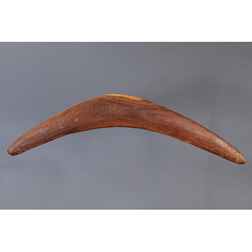 1235 - ENGRAVED BOOMERANG, SOUTH AUSTRALIA, Carved and engraved hardwood (with custom stand) Approx L66 x 1... 