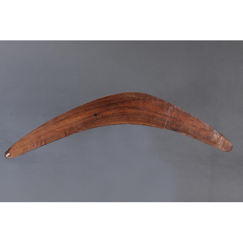 1235 - ENGRAVED BOOMERANG, SOUTH AUSTRALIA, Carved and engraved hardwood (with custom stand) Approx L66 x 1... 