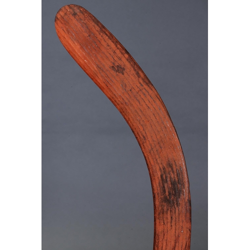 1239 - FINE EARLY HUNTING BOOMERANG, CENTRAL AUSTRALIA, NORTHERN TERRITORY, Carved hardwood and natural pig... 