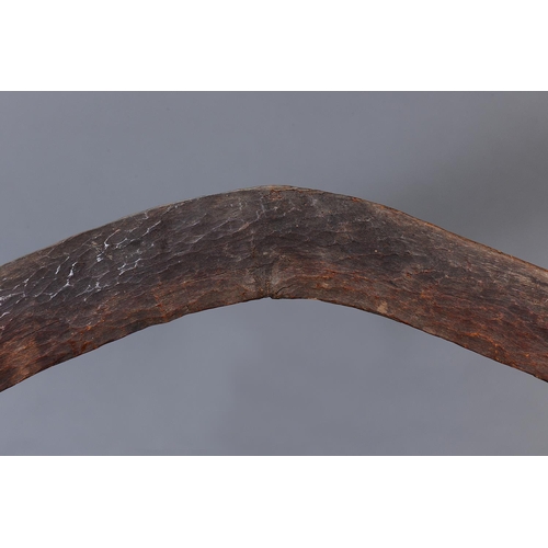 1243 - EARLY ADZED BOOMERANG, DARLING RIVER REGION, NEW SOUTH WALES, Carved and adzed hardwood (with custom... 