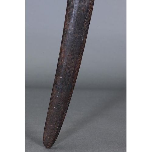 1250 - FINE EARLY LARGE BOOMERANG CLUB, COOPERS CREEK REGION, SOUTH AUSTRALIA, Carved and engraved hardwood... 
