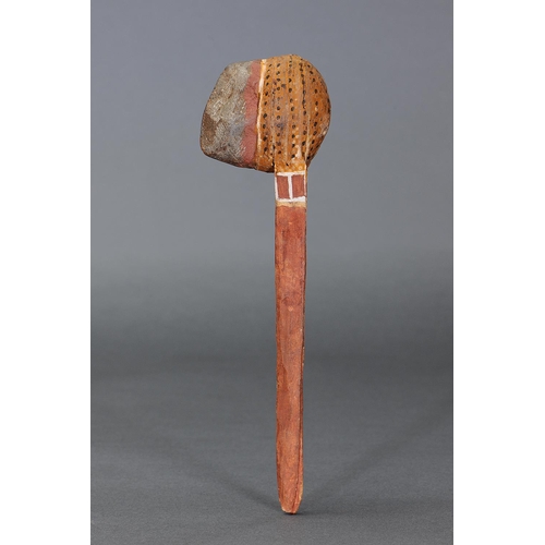 1271 - STONE HAFTED AXE, EASTERN ARNHEM LAND, NORTHERN TERRITORY, Carved stone, bent wood, spinifex resin a... 