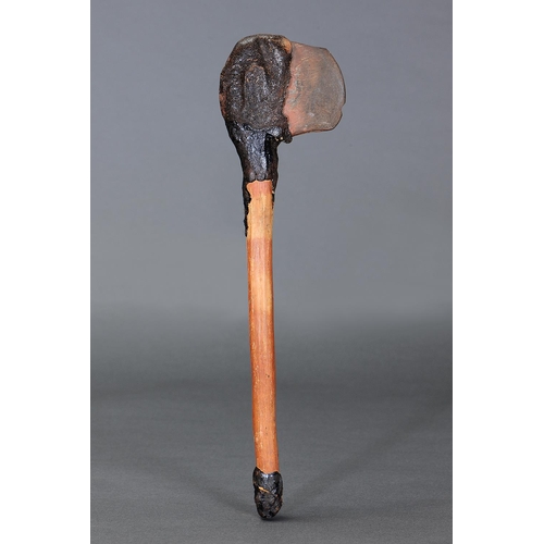 1272 - STONE HAFTED AXE, NORTHERN TERRITORY, Carved stone, bent wood, spinifex resin and natural pigments (... 