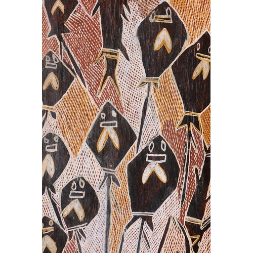 1281 - ARTIST UNKNOWN, NORTH EASTERN ARNHEM LAND, NORTHERN TERRITORY, Natural earth pigments on eucalyptus ... 