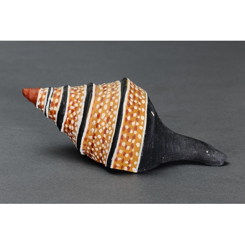 1283 - PAINTED TRUMPET SHELL, GROOTE EYLANDT, NORTHERN TERRITORY, Natural earth pigments on shell (no custo... 