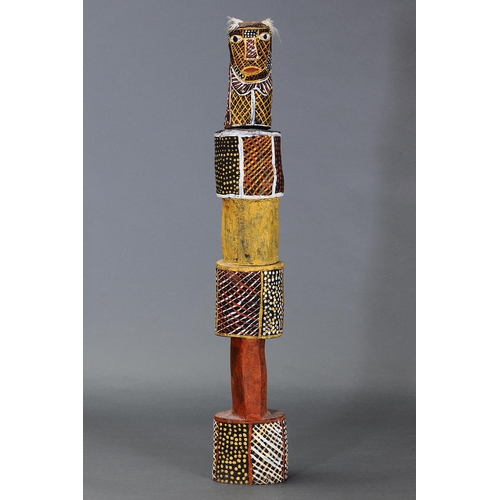 1287 - TIWI POLE, TIWI GROUP, MELVILLE AND BATHURST ISLANDS, NORTHERN TERRITORY, Carved hardwood, feathers ... 