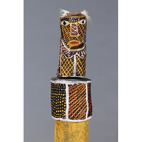 1287 - TIWI POLE, TIWI GROUP, MELVILLE AND BATHURST ISLANDS, NORTHERN TERRITORY, Carved hardwood, feathers ... 