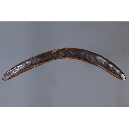 1294 - EARLY ADZED BOOMERANG, SOUTH EAST NEW SOUTH WALES, Carved hardwood (no custom stand) Of bi-convex se... 