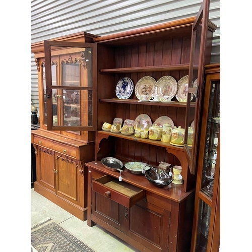 204 - Antique pine two height dresser, approx 217cm H x 121cm W x 46cm D