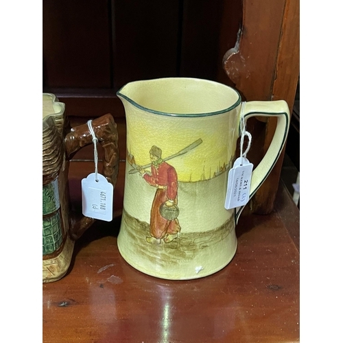 211 - Royal Doulton Old Curiosity Shop jug, Dutch Harlem series Jug, approx 14cm H and 15cm H