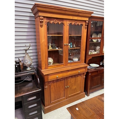 213 - Antique style two height bookcase, approx 221cm H x 120cm W x 51cm D