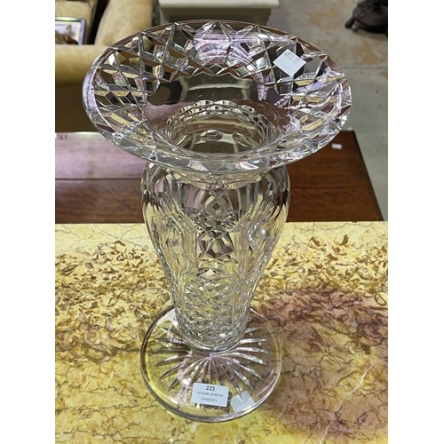 223 - Large cut crystal vase, approx 36cm H