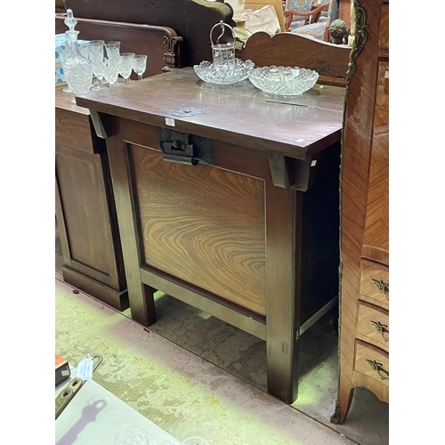 224 - Vintage Chinese rice storage box with iron mounts, approx 100cm H x 100cm W x 60cm D