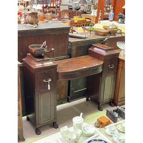 227 - Antique Regency mahogany pedestal sideboard, approx 110cm H x 153cm W x 48cm D