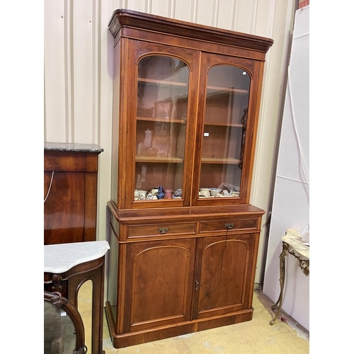 240 - Antique Victorian two height bookcase, with arched panelled doors below, and glazed two door top, ap... 