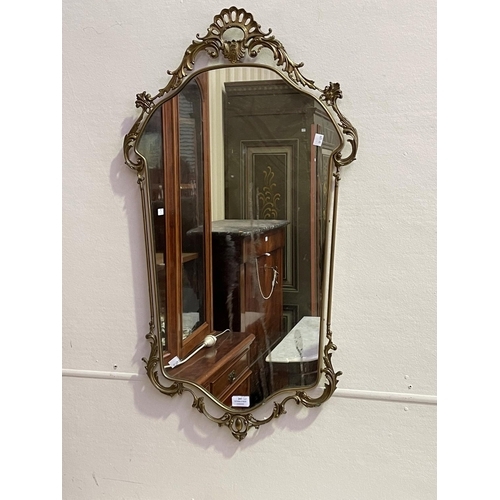 241 - Vintage 1960's pierced brass surround wall mirror and console, approx (Mirror) 94cm x 53cm