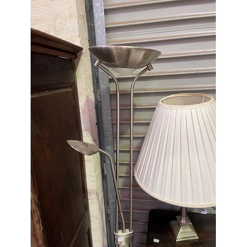 265 - Candlestick table lamp and modern standard lamp, approx 180cm H and smaller (2)