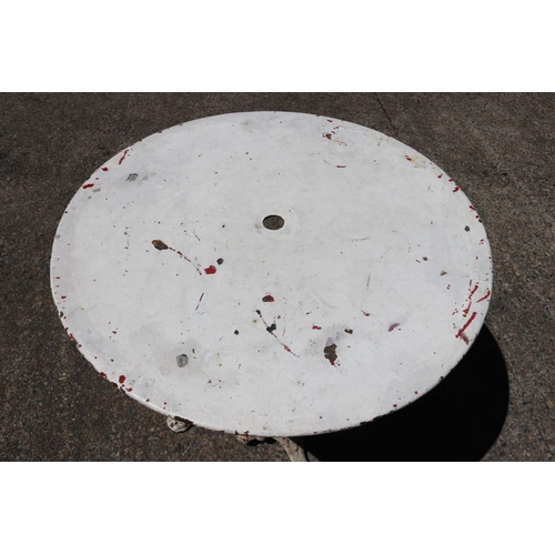 110 - Antique French cast iron base garden table, approx 70cm H x 80cm dia