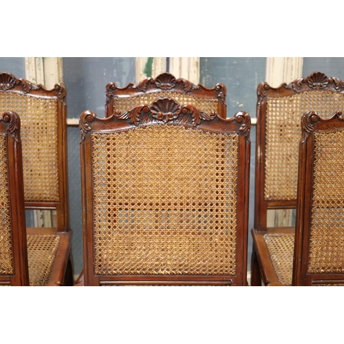 116 - Set of six antique French Louis XV style  dining chairs, with cane seats & backs, carved legs & back... 