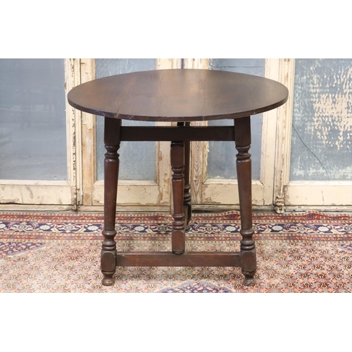 132 - Vintage French oak folding circular cricket table, approx 68cm H x 80cm dia