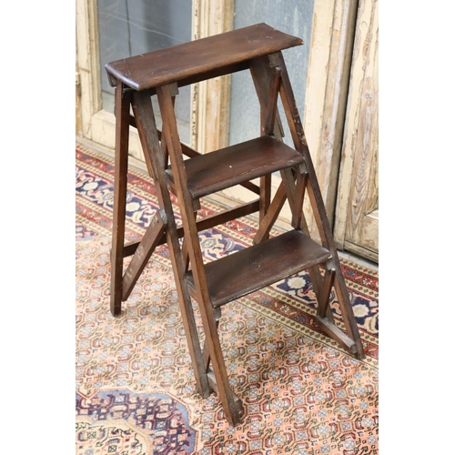 135 - Vintage French wooden stepladder, approx 69cm H