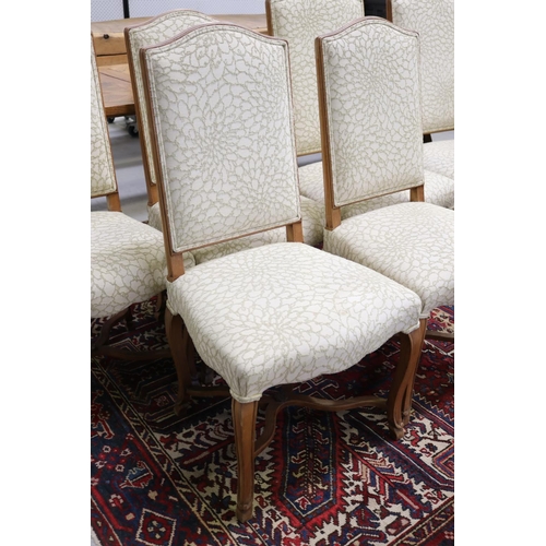160 - Set of ten dining chairs, with x frame stretchers to base and central boss. Ex Howell & Howell (10)
