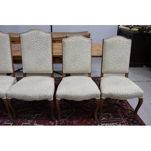 160 - Set of ten dining chairs, with x frame stretchers to base and central boss. Ex Howell & Howell (10)