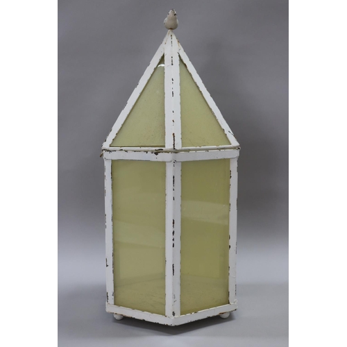 165 - Decorative table lantern with bird finial, approx 57cm H