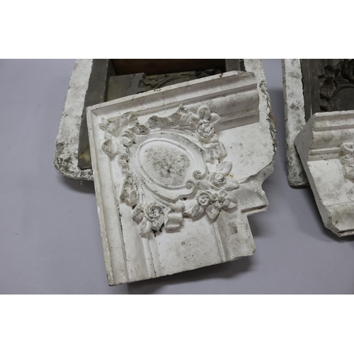 168 - Two French plaster moulds with plaster works, approx 38cm x 39cm & smaller (2)