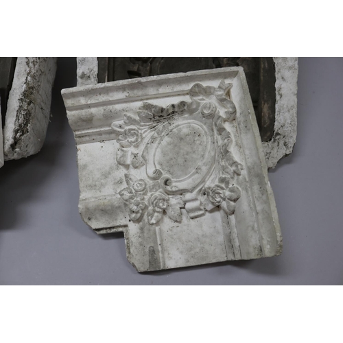 168 - Two French plaster moulds with plaster works, approx 38cm x 39cm & smaller (2)