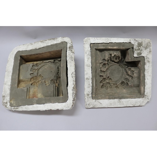 168 - Two French plaster moulds with plaster works, approx 38cm x 39cm & smaller (2)