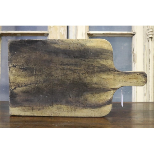 17 - Old rustic French wooden chopping board, approx 44cm L x 25cm W
