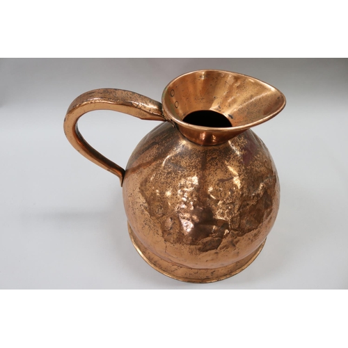 179 - Antique English haystack copper measuring jug, approx 35cm H