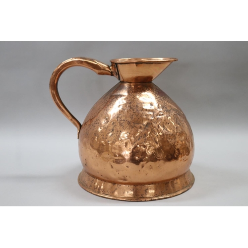 179 - Antique English haystack copper measuring jug, approx 35cm H