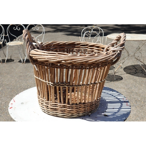180 - Vintage cane basket, stamped Y H 1976, approx 48cm H (including handles) x 61cm W x 56cm D