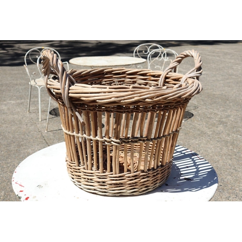 180 - Vintage cane basket, stamped Y H 1976, approx 48cm H (including handles) x 61cm W x 56cm D