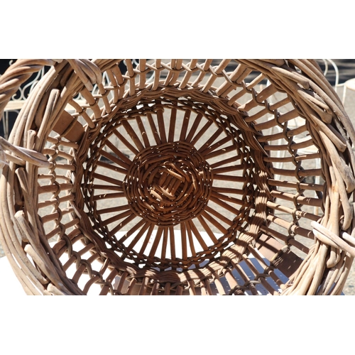180 - Vintage cane basket, stamped Y H 1976, approx 48cm H (including handles) x 61cm W x 56cm D