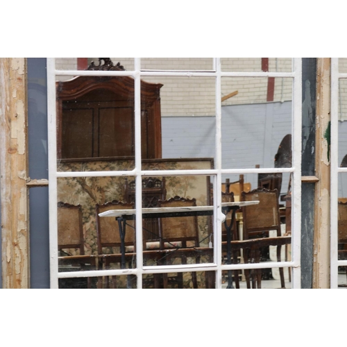 181 - Large industrial window frame of fifteen panels, converted to a mirror, approx 201cm H x 104cm W