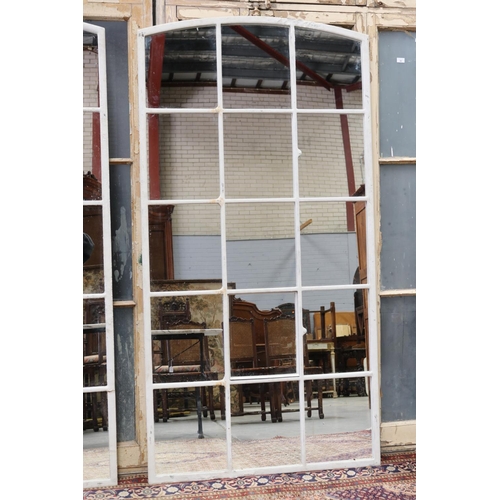 182 - Large industrial window frame of fifteen panels, converted to a mirror, approx 201cm H x 104cm W