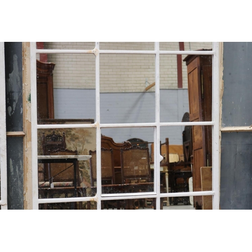 182 - Large industrial window frame of fifteen panels, converted to a mirror, approx 201cm H x 104cm W