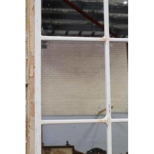 182 - Large industrial window frame of fifteen panels, converted to a mirror, approx 201cm H x 104cm W