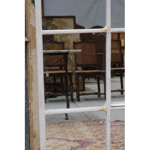 182 - Large industrial window frame of fifteen panels, converted to a mirror, approx 201cm H x 104cm W