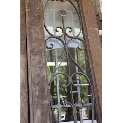 210 - Antique French double door entrance doors, wrought iron scrolling decoration, total approx 229cm H x... 