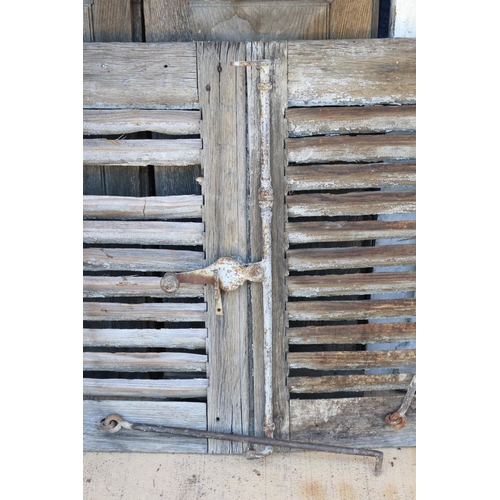 215 - Small pair of antique French window shutters, each approx 77cm H x 54cm W (2)