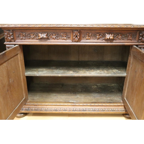 220 - Pair of impressive antique French Henri II Renaissance revival buffet sideboards with shelf backboar... 