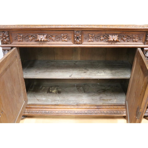220 - Pair of impressive antique French Henri II Renaissance revival buffet sideboards with shelf backboar... 