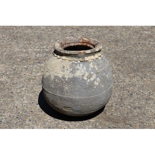 25 - Large Antique French glazed stoneware preserve pot, approx 42cm H x 36cm dia