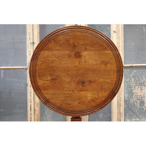 28 - Antique French cherrywood fold over circular pedestal vignerons / wine table, approx 72cm H x 77cm d... 