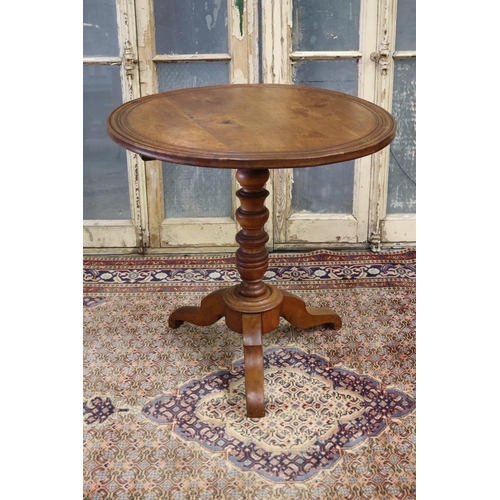 28 - Antique French cherrywood fold over circular pedestal vignerons / wine table, approx 72cm H x 77cm d... 